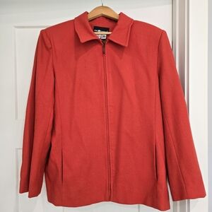 Vintage Sag Harbor Jacket Blazer 100% Pure New Wool Women's 16 Red Full-zip